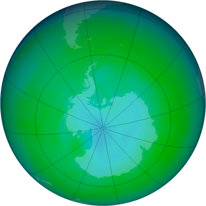 Antarctic ozone map for December 1997